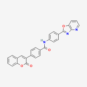 molecular formula C28H17N3O4 B4555595 N-(4-[1,3]oxazolo[4,5-b]pyridin-2-ylphenyl)-4-(2-oxo-2H-chromen-3-yl)benzamide 