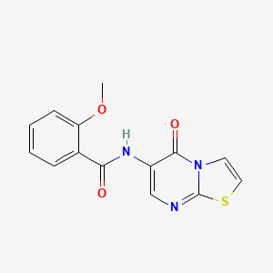 molecular formula C14H11N3O3S B4555606 2-methoxy-N-(5-oxo-5H-[1,3]thiazolo[3,2-a]pyrimidin-6-yl)benzamide 