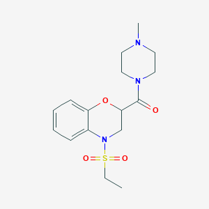 molecular formula C16H23N3O4S B4555619 4-(ethylsulfonyl)-2-[(4-methyl-1-piperazinyl)carbonyl]-3,4-dihydro-2H-1,4-benzoxazine 