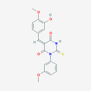 molecular formula C19H16N2O5S B4555625 (5E)-5-[(3-hydroxy-4-methoxyphenyl)methylidene]-1-(3-methoxyphenyl)-2-sulfanylidene-1,3-diazinane-4,6-dione 