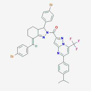 2-{[7-(4-bromobenzylidene)-3-(4-bromophenyl)-3,3a,4,5,6,7-hexahydro-2H-indazol-2-yl]carbonyl}-5-(4-isopropylphenyl)-7-(trifluoromethyl)pyrazolo[1,5-a]pyrimidine