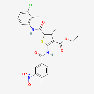 molecular formula C24H22ClN3O6S B4555644 ETHYL 5-[(3-CHLORO-2-METHYLPHENYL)CARBAMOYL]-4-METHYL-2-(4-METHYL-3-NITROBENZAMIDO)THIOPHENE-3-CARBOXYLATE 