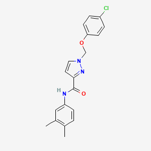 molecular formula C19H18ClN3O2 B4555670 1-[(4-CHLOROPHENOXY)METHYL]-N~3~-(3,4-DIMETHYLPHENYL)-1H-PYRAZOLE-3-CARBOXAMIDE 