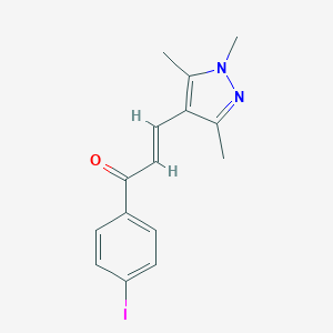 molecular formula C15H15IN2O B455568 1-(4-Iodo-phenyl)-3-(1,3,5-trimethyl-1H-pyrazol-4-yl)-propenone 