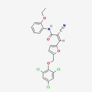 molecular formula C23H17Cl3N2O4 B4555693 2-cyano-N-(2-ethoxyphenyl)-3-{5-[(2,4,6-trichlorophenoxy)methyl]-2-furyl}acrylamide 