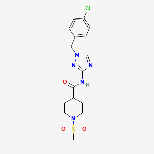 molecular formula C16H20ClN5O3S B4555779 N~4~-[1-(4-CHLOROBENZYL)-1H-1,2,4-TRIAZOL-3-YL]-1-(METHYLSULFONYL)-4-PIPERIDINECARBOXAMIDE 