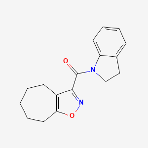 molecular formula C17H18N2O2 B4555788 3-(2,3-dihydro-1H-indol-1-ylcarbonyl)-5,6,7,8-tetrahydro-4H-cyclohepta[d]isoxazole 