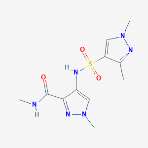 molecular formula C11H16N6O3S B4555793 4-{[(1,3-DIMETHYL-1H-PYRAZOL-4-YL)SULFONYL]AMINO}-N~3~,1-DIMETHYL-1H-PYRAZOLE-3-CARBOXAMIDE 