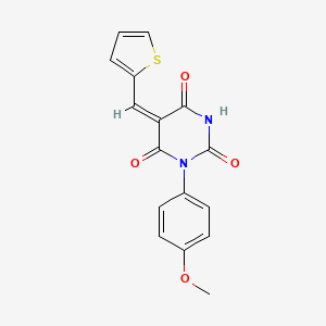 (5E)-1-(4-methoxyphenyl)-5-(thiophen-2-ylmethylidene)-1,3-diazinane-2,4,6-trione