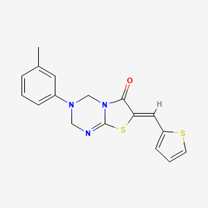 3-(3-methylphenyl)-7-(2-thienylmethylene)-3,4-dihydro-2H-[1,3]thiazolo[3,2-a][1,3,5]triazin-6(7H)-one