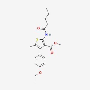 molecular formula C20H25NO4S B4555874 Methyl 4-(4-ethoxyphenyl)-5-methyl-2-(pentanoylamino)thiophene-3-carboxylate 