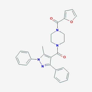 molecular formula C26H24N4O3 B455594 1-(2-furoyl)-4-[(5-methyl-1,3-diphenyl-1H-pyrazol-4-yl)carbonyl]piperazine 