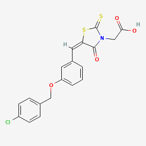 [(5E)-5-{3-[(4-chlorobenzyl)oxy]benzylidene}-4-oxo-2-thioxo-1,3-thiazolidin-3-yl]acetic acid