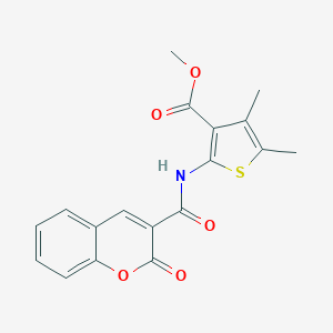 molecular formula C18H15NO5S B455596 methyl 4,5-dimethyl-2-{[(2-oxo-2H-chromen-3-yl)carbonyl]amino}thiophene-3-carboxylate 