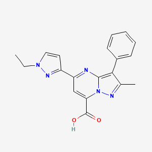 molecular formula C19H17N5O2 B4555975 5-(1-ethyl-1H-pyrazol-3-yl)-2-methyl-3-phenylpyrazolo[1,5-a]pyrimidine-7-carboxylic acid 