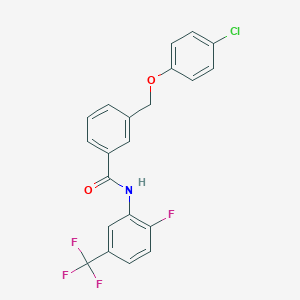 molecular formula C21H14ClF4NO2 B455598 3-[(4-chlorophenoxy)methyl]-N-[2-fluoro-5-(trifluoromethyl)phenyl]benzamide 