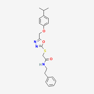 molecular formula C22H25N3O3S B4555999 N-(2-phenylethyl)-2-[(5-{[4-(propan-2-yl)phenoxy]methyl}-1,3,4-oxadiazol-2-yl)sulfanyl]acetamide 