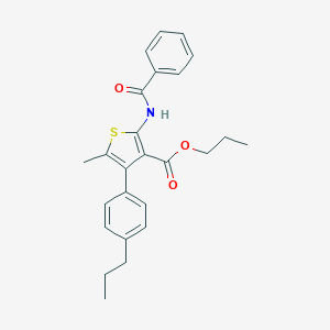 molecular formula C25H27NO3S B455602 Propyl 2-(benzoylamino)-5-methyl-4-(4-propylphenyl)-3-thiophenecarboxylate 