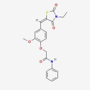 2-{4-[(E)-(3-ethyl-2,4-dioxo-1,3-thiazolidin-5-ylidene)methyl]-2-methoxyphenoxy}-N-phenylacetamide