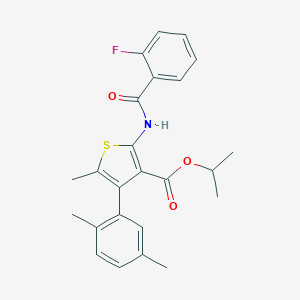 molecular formula C24H24FNO3S B455610 Isopropyl 4-(2,5-dimethylphenyl)-2-[(2-fluorobenzoyl)amino]-5-methyl-3-thiophenecarboxylate 