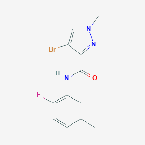 molecular formula C12H11BrFN3O B455616 4-bromo-N-(2-fluoro-5-methylphenyl)-1-methyl-1H-pyrazole-3-carboxamide 