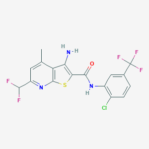 3-amino-N-[2-chloro-5-(trifluoromethyl)phenyl]-6-(difluoromethyl)-4-methylthieno[2,3-b]pyridine-2-carboxamide
