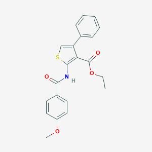 molecular formula C21H19NO4S B455622 Ethyl 2-[(4-methoxybenzoyl)amino]-4-phenylthiophene-3-carboxylate 