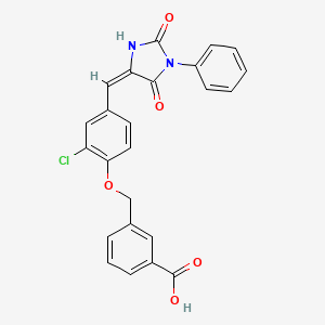 molecular formula C24H17ClN2O5 B4556221 3-({2-chloro-4-[(2,5-dioxo-1-phenyl-4-imidazolidinylidene)methyl]phenoxy}methyl)benzoic acid 