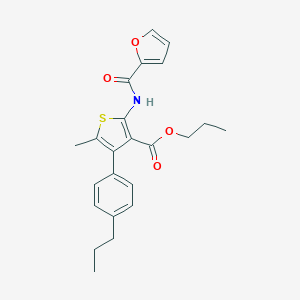 molecular formula C23H25NO4S B455623 Propyl 2-(2-furoylamino)-5-methyl-4-(4-propylphenyl)-3-thiophenecarboxylate 