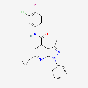 N~4~-(3-CHLORO-4-FLUOROPHENYL)-6-CYCLOPROPYL-3-METHYL-1-PHENYL-1H-PYRAZOLO[3,4-B]PYRIDINE-4-CARBOXAMIDE