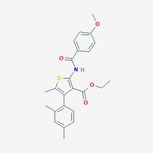 molecular formula C24H25NO4S B455627 Ethyl 4-(2,4-dimethylphenyl)-2-[(4-methoxybenzoyl)amino]-5-methyl-3-thiophenecarboxylate 