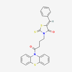 (5Z)-3-[4-OXO-4-(10H-PHENOTHIAZIN-10-YL)BUTYL]-5-(PHENYLMETHYLIDENE)-2-SULFANYLIDENE-1,3-THIAZOLIDIN-4-ONE