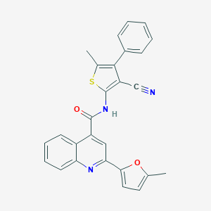 N-(3-cyano-5-methyl-4-phenylthiophen-2-yl)-2-(5-methylfuran-2-yl)quinoline-4-carboxamide