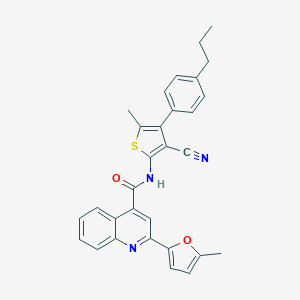 molecular formula C30H25N3O2S B455631 N-[3-cyano-5-methyl-4-(4-propylphenyl)thiophen-2-yl]-2-(5-methylfuran-2-yl)quinoline-4-carboxamide 