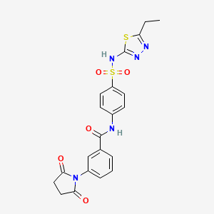 molecular formula C21H19N5O5S2 B4556377 3-(2,5-二氧代-1-吡咯烷基)-N-(4-{[(5-乙基-1,3,4-噻二唑-2-基)氨基]磺酰基}苯基)苯甲酰胺 