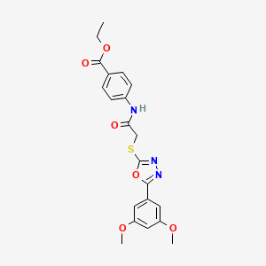 molecular formula C21H21N3O6S B4556399 ethyl 4-[({[5-(3,5-dimethoxyphenyl)-1,3,4-oxadiazol-2-yl]thio}acetyl)amino]benzoate 