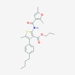 molecular formula C26H31NO4S B455640 Propyl 4-(4-butylphenyl)-2-[(2,5-dimethyl-3-furoyl)amino]-5-methyl-3-thiophenecarboxylate 