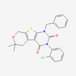 6-benzyl-4-(2-chlorophenyl)-12,12-dimethyl-11-oxa-8-thia-4,6-diazatricyclo[7.4.0.02,7]trideca-1(9),2(7)-diene-3,5-dione