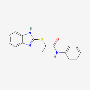 molecular formula C16H15N3OS B4556441 2-(1H-benzimidazol-2-ylsulfanyl)-N-phenylpropanamide 