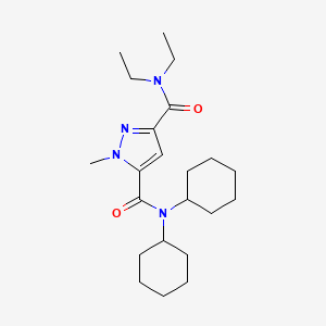 molecular formula C22H36N4O2 B4556448 N~5~,N~5~-dicyclohexyl-N~3~,N~3~-diethyl-1-methyl-1H-pyrazole-3,5-dicarboxamide 