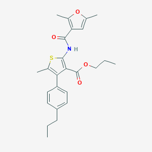 molecular formula C25H29NO4S B455645 Propyl 2-[(2,5-dimethyl-3-furoyl)amino]-5-methyl-4-(4-propylphenyl)-3-thiophenecarboxylate 