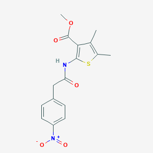 molecular formula C16H16N2O5S B455649 Methyl 2-[({4-nitrophenyl}acetyl)amino]-4,5-dimethyl-3-thiophenecarboxylate 