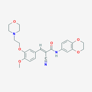 molecular formula C25H27N3O6 B4556510 2-cyano-N-(2,3-dihydro-1,4-benzodioxin-6-yl)-3-{4-methoxy-3-[2-(4-morpholinyl)ethoxy]phenyl}acrylamide 