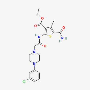 molecular formula C21H25ClN4O4S B4556554 ethyl 5-(aminocarbonyl)-2-({[4-(3-chlorophenyl)-1-piperazinyl]acetyl}amino)-4-methyl-3-thiophenecarboxylate 