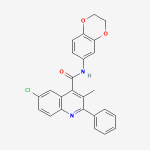 molecular formula C25H19ClN2O3 B4556558 6-chloro-N-(2,3-dihydro-1,4-benzodioxin-6-yl)-3-methyl-2-phenyl-4-quinolinecarboxamide 