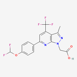 molecular formula C17H12F5N3O3 B4556566 2-[6-[4-(DIFLUOROMETHOXY)PHENYL]-3-METHYL-4-(TRIFLUOROMETHYL)-1H-PYRAZOLO[3,4-B]PYRIDIN-1-YL]ACETIC ACID 