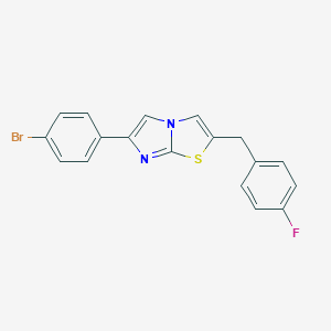 molecular formula C18H12BrFN2S B455661 6-(4-溴苯基)-2-(4-氟苯甲基)咪唑[2,1-b][1,3]噻唑 CAS No. 496021-74-0