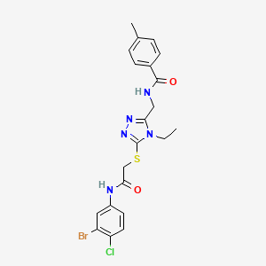 molecular formula C21H21BrClN5O2S B4556639 N-[[5-[2-(3-bromo-4-chloroanilino)-2-oxoethyl]sulfanyl-4-ethyl-1,2,4-triazol-3-yl]methyl]-4-methylbenzamide 