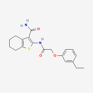 molecular formula C19H22N2O3S B4556658 2-[[2-(3-Ethylphenoxy)acetyl]amino]-4,5,6,7-tetrahydro-1-benzothiophene-3-carboxamide 