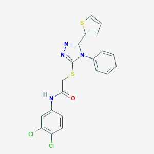 molecular formula C20H14Cl2N4OS2 B455667 N-(3,4-dichlorophenyl)-2-[(4-phenyl-5-thiophen-2-yl-1,2,4-triazol-3-yl)sulfanyl]acetamide CAS No. 433233-44-4